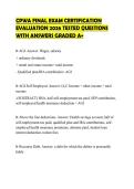 CPWA FINAL EXAM CERTIFICATION EVALUATION 2026 TESTED QUESTIONS WITH ANSWERS GRADED A&plus;