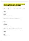CRYPTOGRAPHY STUDY SHEET SOLUTIONS 2026 CORRECT ANSWERS VERIFIED