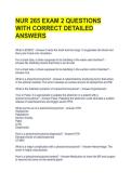 NUR 265 EXAM 2 QUESTIONS WITH CORRECT DETAILED ANSWERS 