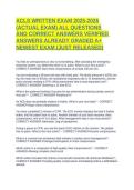 ACLS WRITTEN EXAM 2025-2026 &lpar;ACTUAL EXAM&rpar; ALL QUESTIONS AND CORRECT ANSWERS VERIFIED ANSWERS ALREADY GRADED A&plus; NEWEST EXAM &lpar;JUST RELEASED&rpar;