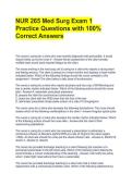 NUR 265 Med Surg Exam 1 Practice Questions with 100&percnt; Correct Answers 