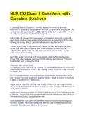 NUR 265 Exam 1 Questions with Complete Solutions 