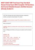 WEST COAST EMT Final Exam Prep Test Bank  Newest Actual Exam With Complete 150 Questions  And Correct Detailed Answers &lpar;Verified Answers&rpar;  &vert;Already Graded A&plus;