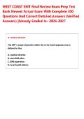 WEST COAST EMT Final Review Exam Prep Test  Bank Newest Actual Exam With Complete 300  Questions And Correct Detailed Answers &lpar;Verified  Answers&rpar; &vert;Already Graded A&plus; 2026-2027 