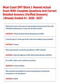 West Coast EMT Block 1 Newest Actual  Exam With Complete Questions And Correct  Detailed Answers &lpar;Verified Answers&rpar;  &vert;Already Graded A&plus; 2026 -2027 