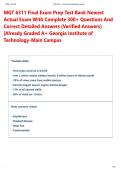 MGT 6311 Final Exam Prep Test Bank Newest  Actual Exam With Complete 300&plus; Questions And  Correct Detailed Answers &lpar;Verified Answers&rpar;  &vert;Already Graded A&plus; Georgia Institute of  Technology-Main Campus 