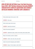 APEA 3PBIO 669 ACTUAL Exam Test Bank Overview  Exam 2026 -2027 Northern Kentucky University NEWEST  VERSION WITH COMPLETE QUESTIONS AND CORRECT  DETAILED ANSWERS VERIFIED 100&percnt; GRADED A&plus; 