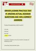 DRIVER LICENSE PRACTICE TEST &num;1 ARIZONA ACTUAL 2026 QUESTIONS AND 100&percnt; CORRECT ANSWERS