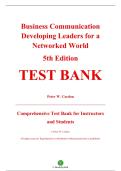 Test Bank &mdash; Business Communication&colon; Developing Leaders for a Networked World&comma; 5th Edition &mdash; Peter W&period; Cardon &mdash; ISBN 9781266678684 &mdash; Latest Update 2025&sol;2026 &mdash; &lpar;All Chapters Covered 1&ndash;17&rpar;
