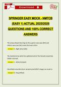 SPRINGER EASY MOCK - NMTCB &lpar;EASY 1&rpar; ACTUAL 2026 QUESTIONS AND 100&percnt; CORRECT ANSWERS