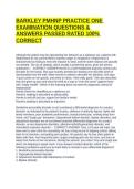 BARKLEY PMHNP PRACTICE ONE EXAMINATION QUESTIONS & ANSWERS PASSED RATED 100&percnt; CORRECT