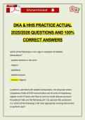 DKA & HHS PRACTICE ACTUAL 2026 QUESTIONS AND 100&percnt; CORRECT ANSWERS
