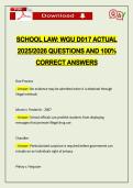 SCHOOL LAW&colon; WGU D017 ACTUAL 2026 QUESTIONS AND 100&percnt; CORRECT ANSWERS