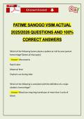 FATIME SANOGO VSIM ACTUAL 2026 QUESTIONS AND 100&percnt; CORRECT ANSWERS