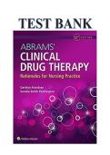 Test Bank For Abrams&rsquo; Clinical Drug Therapy Rationales for Nursing Practice 12th Edition Geralyn Frandsen&comma; Complete Chapters 1 - 16&comma; Updated Newest Version