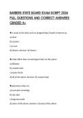 BARBERS STATE BOARD EXAM SCRIPT 2026 FULL QUESTIONS AND CORRECT ANSWERS GRADED A&plus;