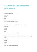 AAH PCT Practice Exam Questions With Correct Answers 