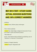 MGT 6615 TEST 1 STUDY GUIDE ACTUAL 2026 QUESTIONS AND 100&percnt; CORRECT ANSWERS