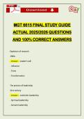 MGT 6615 FINAL STUDY GUIDE ACTUAL 2026 QUESTIONS AND 100&percnt; CORRECT ANSWERS