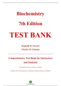 Test Bank &mdash; Biochemistry&comma; 7th Edition &mdash; Reginald H&period; Garrett & Charles M&period; Grisham &mdash; ISBN 9780357728451 &mdash; Latest Update 2025&sol;2026 &mdash; &lpar;All Chapters Covered 1&ndash;32&rpar;