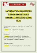 LATEST ACTUAL 2026 NES ELEMENTARY EDUCATION SUBTEST 1 UPDATED Q&A 100&percnt; PASS