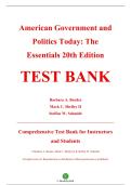 Test Bank &mdash; American Government and Politics Today&colon; The Essentials&comma; 20th Edition &mdash; Barbara A&period; Bardes&comma; Mack C&period; Shelley II & Steffen W&period; Schmidt &mdash; ISBN 9780357458426 &mdash; Latest Update 2025&sol;2026 &mdash; &lpar;All Chapters Covered 1&ndash;16&rpar;