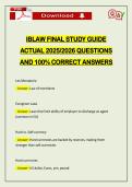 IBLAW FINAL STUDY GUIDE ACTUAL 2026 QUESTIONS AND 100&percnt; CORRECT ANSWERS