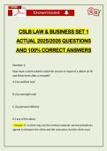 CSLB LAW & BUSINESS SET 1 ACTUAL 2026 QUESTIONS AND 100&percnt; CORRECT ANSWERS