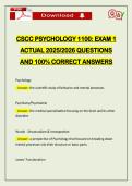 CSCC PSYCHOLOGY 1100&colon; EXAM 1 ACTUAL 2026 QUESTIONS AND 100&percnt; CORRECT ANSWERS