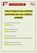 APEA 3P EXAM ACTUAL 2026 QUESTIONS AND 100&percnt; CORRECT ANSWERS