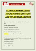 GI APEA 3P PHARMACOLOGY ACTUAL 2026 QUESTIONS AND 100&percnt; CORRECT ANSWERS