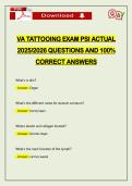 VA TATTOOING EXAM PSI ACTUAL 2026 QUESTIONS AND 100&percnt; CORRECT ANSWERS