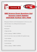 NBE Science Exam Questions And Answers Latest Updates 2025&sol;2026 Verified 100&percnt; PASS