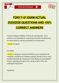 FDNY F-01 EXAM ACTUAL 2026 QUESTIONS AND 100&percnt; CORRECT ANSWERS