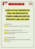 LATEST ACTUAL 2026 NYC FDNY F-80 CERTIFICATE OF FITNESS&colon; HOMELESS SHELTER FIRE SAFETY Q&A 100&percnt; PASS