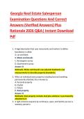 Georgia Real Estate Salesperson  Examination Questions And Correct  Answers &lpar;Verified Answers&rpar; Plus  Rationale 2026 Q&A&vert; Instant Download  Pdf  