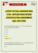LATEST ACTUAL 2026 WGU C784 - APPLIED HEALTHCARE STATISTICS PRE-ASSESSMENT Q&A 100&percnt; PASS