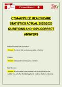 C784-APPLIED HEALTHCARE STATISTICS ACTUAL 2026 QUESTIONS AND 100&percnt; CORRECT ANSWERS