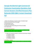 Georgia Residential Light Commercial  Contractor Examination Questions And  Correct Answers &lpar;Verified Answers&rpar; Plus  Rationale 2026 Q&A&vert; Instant Download  Pdf 