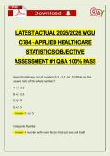 LATEST ACTUAL 2026 WGU C784 - APPLIED HEALTHCARE STATISTICS OBJECTIVE ASSESSMENT &num;1 Q&A 100&percnt; PASS