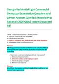 Georgia Residential Light Commercial  Contractor Examination Questions And  Correct Answers &lpar;Verified Answers&rpar; Plus  Rationale 2026 Q&A&vert; Instant Download  Pdf 