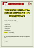 TRUCKING RODEO TEST ACTUAL 2026 QUESTIONS AND 100&percnt; CORRECT ANSWERS