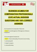 BUSINESS ACUMEN FOR COMPENSATION PROFESSIONALS &lpar;CCP&rpar; ACTUAL 2026 QUESTIONS AND 100&percnt; CORRECT ANSWERS