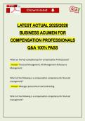 LATEST ACTUAL 2026 BUSINESS ACUMEN FOR COMPENSATION PROFESSIONALS Q&A 100&percnt; PASS