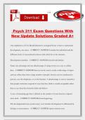 Psych 311 Exam Questions With New Update Solutions Graded A&plus;