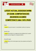 LATEST ACTUAL 2026 SHRMCP EXAM&colon; COMPENTENCIES &lpar;BUSINESS ACUMEN COMPETENCY&rpar; Q&A 100&percnt; PASS
