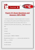 Psych 311 Exam Questions and Answers 100&percnt; PASS
