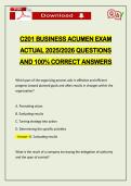 C201 BUSINESS ACUMEN EXAM ACTUAL 2026 QUESTIONS AND 100&percnt; CORRECT ANSWERS