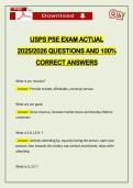 USPS PSE EXAM ACTUAL 2026 QUESTIONS AND 100&percnt; CORRECT ANSWERS