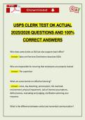 USPS CLERK TEST OK ACTUAL 2026 QUESTIONS AND 100&percnt; CORRECT ANSWERS